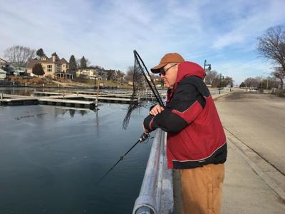 John Hansen fishing in Lake Michigan in Kenosha