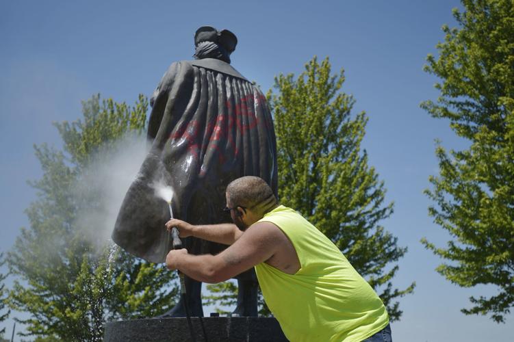 CHRISTOPHER COLUMBUS STATUE DEFACED