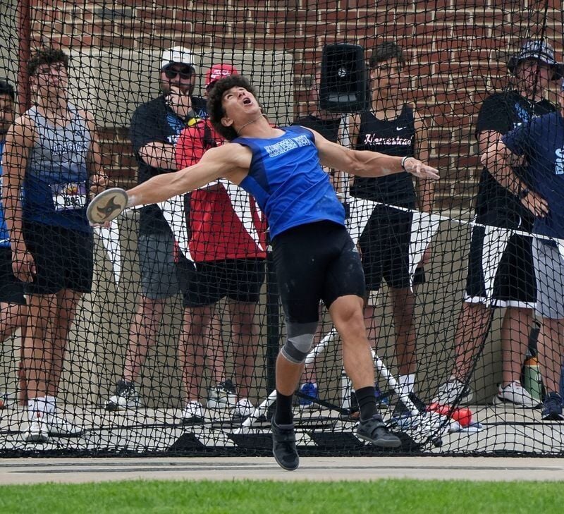 Waukesha West High School’s senior Chetan Malkan competes in the Division 1 boys discuss throw during the WIAA State Track and Field meet in La Crosse, Wisconsin on Friday, June 5, 2026.