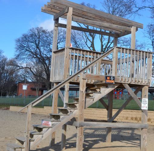 Another lifeguard stand on Riviera Beach was a little more lucky as it stayed intact during a storm that blew through the Lake Geneva area
