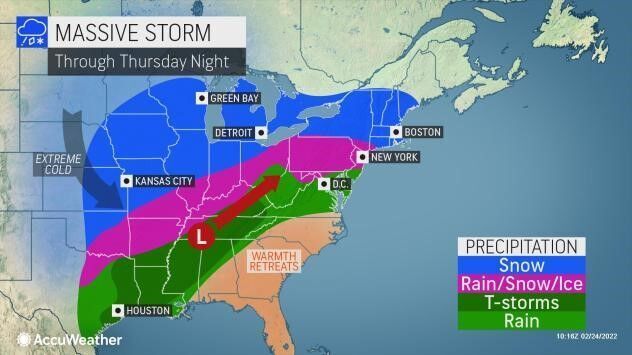 Massive storm through Thur night by AccuWeather
