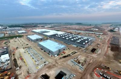 Construction continues on Vantage Data Centers’ AI data center campus project for OpenAI and Oracle in Port Washington, Wisconsin on Aug. 6, 2026.