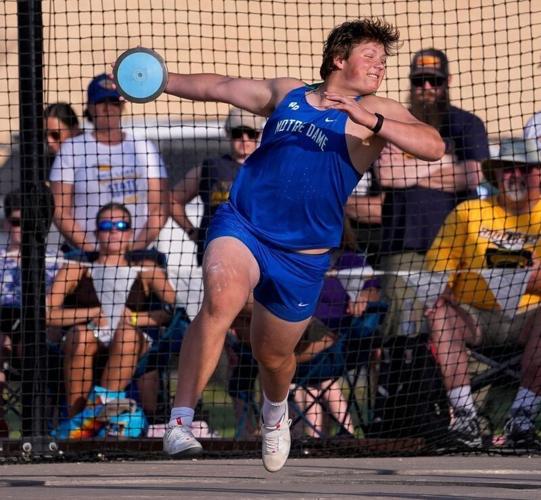 Green Bay Notre Dame's Richie Flanigan won the WIAA Division 2 discus title at the state track and field meet June 5 in La Crosse.