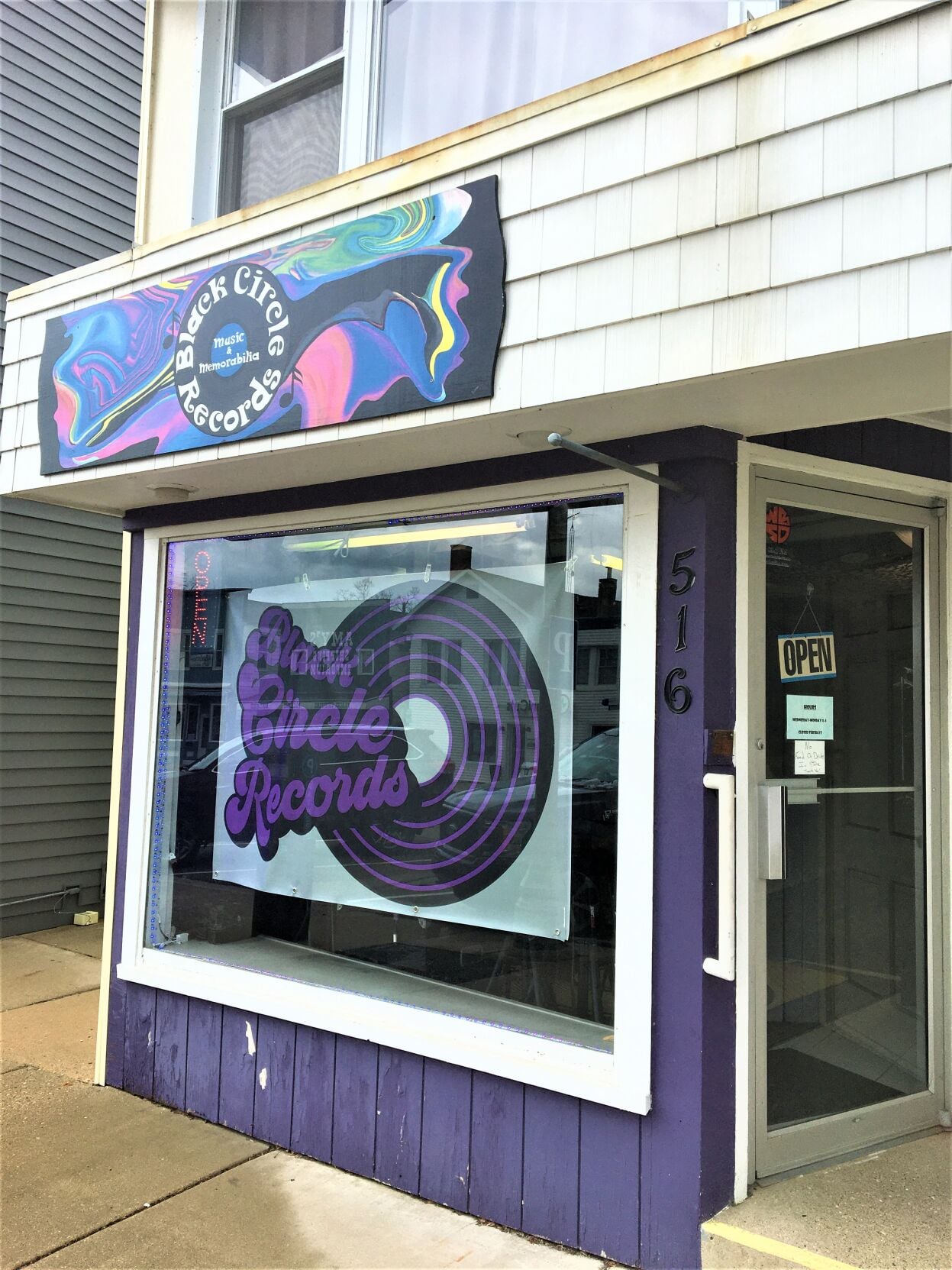 Exterior view of Black Circle Records, 516 Broad St., Lake Geneva