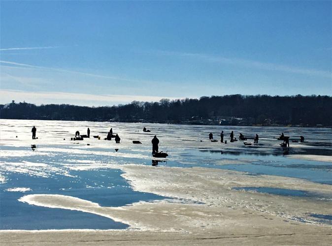 Late season ice fishing on Geneva Lake