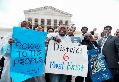 People rally outside the U.S. Supreme Court following arguments heard in Louisiana v. Callais on March 24, 2025. On April 29, 2026, the nation's highest court struck down a Louisiana congressional map that a group of voters who describe themselves as “n...