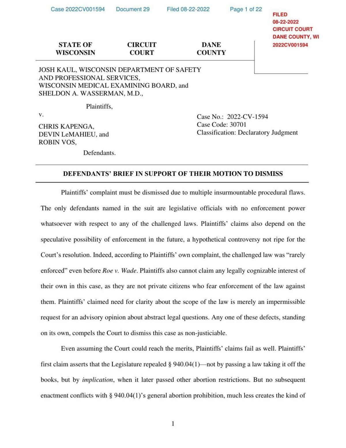 Motion to dismiss