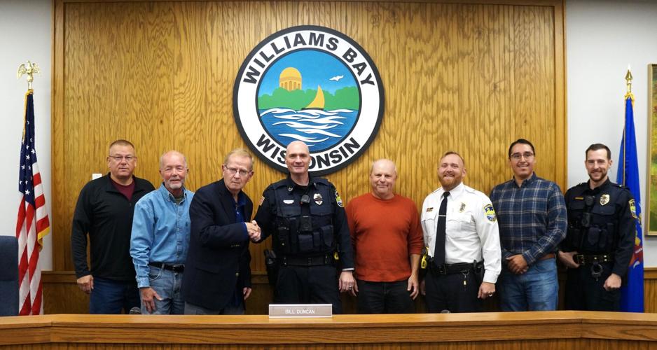 Williams Bay Police Department Officer Mark Erickson congratulated for state First Responder of the Year honors