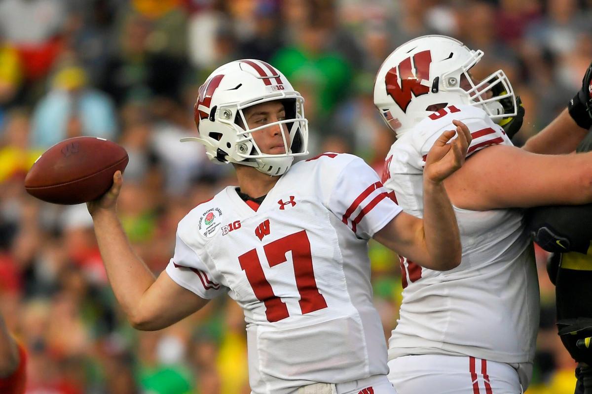 Jack Coan with Badgers, AP generic file photo
