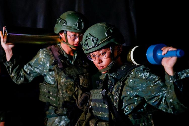 Taiwanese soldiers prepare ammunition for a live-fire drill during the Han Kuang military exercise in Penghu