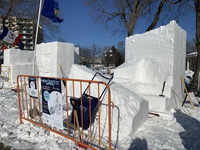 Blocks of snow waiting to be carved