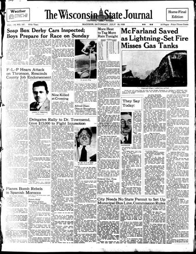 July 18, 1936 Wisconsin State Journal