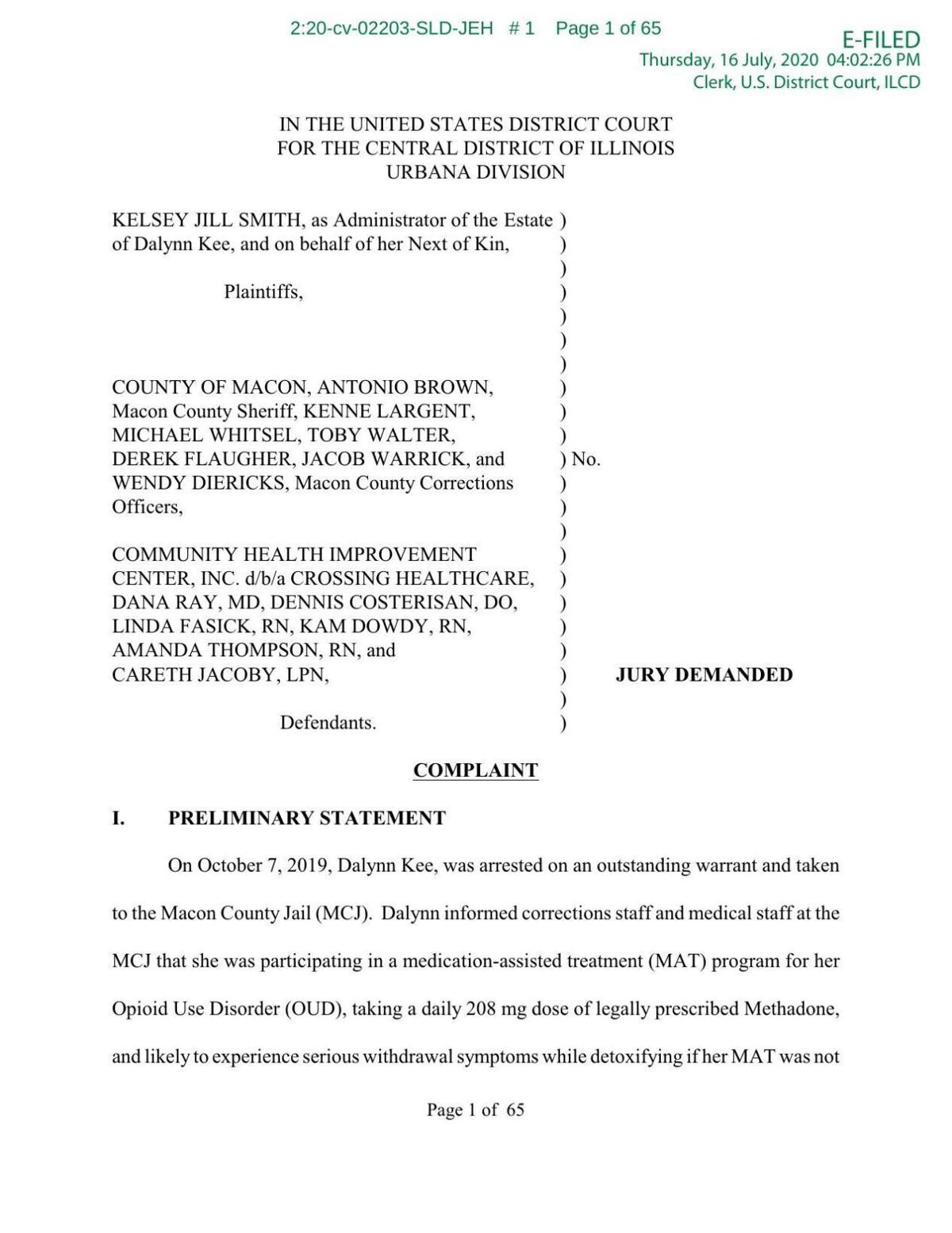 Dalynn Kee V. Macon County Complaint