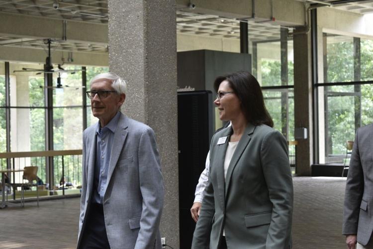 UW-Parkside Chancellor Lynn Akey and Gov. Tony Evers