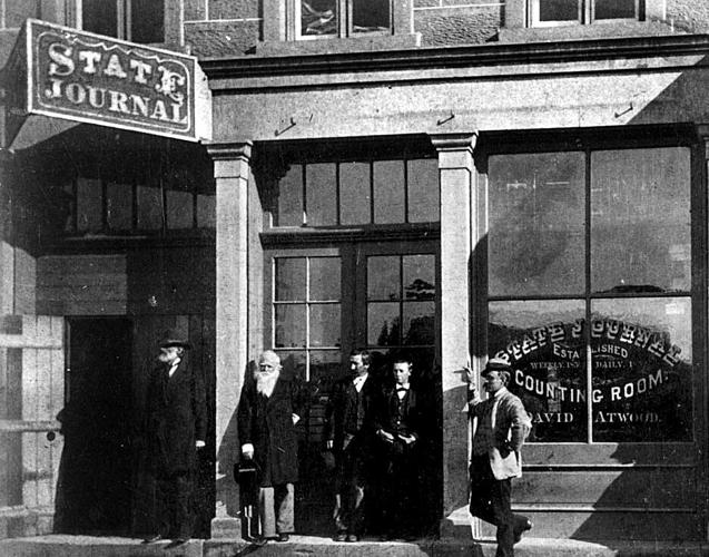 1881: State Journal office on East Washington Ave. with David Atwood