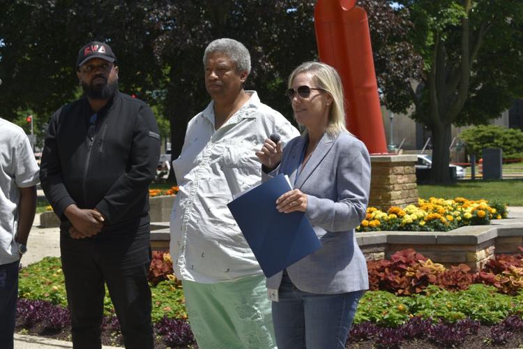 Samantha Kerkman speaks at Juneteenth event