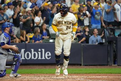BASEBALL-MLB-MIL-LAD/