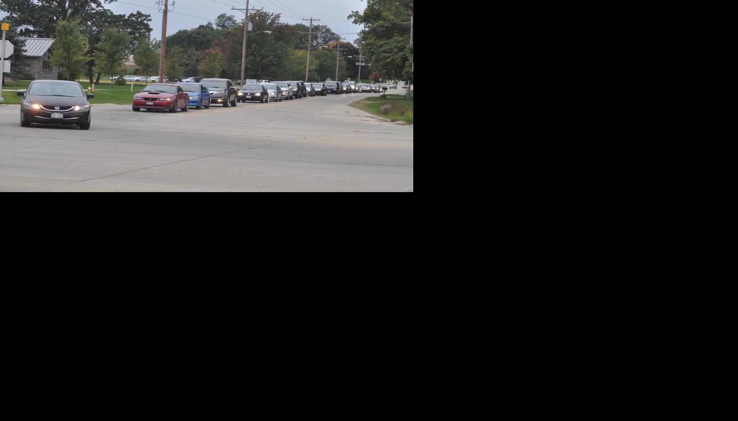 Traffic is backed up on Bloomfield Road on a Friday afternoon as motorists try to turn onto Edwards Boulevard