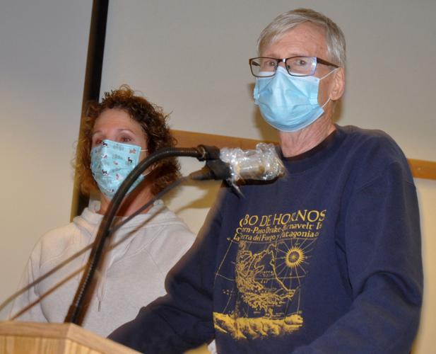 Victoria and Robert Connors of Lake Geneva discuss concerns they have with the proposed Vistas of Lake Geneva subdivision
