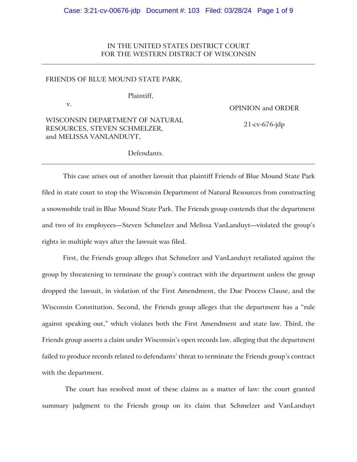 Blue Mound free speech ruling