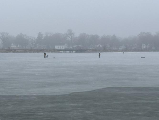 Ice fishers on Monona Bay
