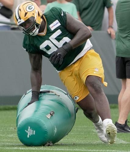 Green Bay Packers defensive tackle Devonte Wyatt (95) is shown at training camp Friday, July 31, 2026 in Green Bay, Wisconsin.