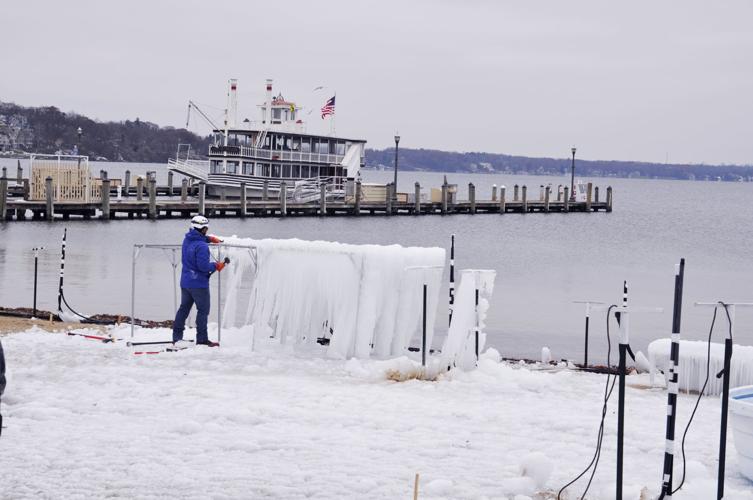 Ice castle construction Lake Geneva