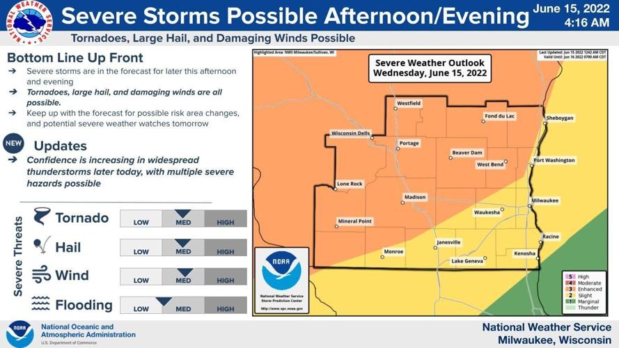 Severe storms risk by National Weather Service
