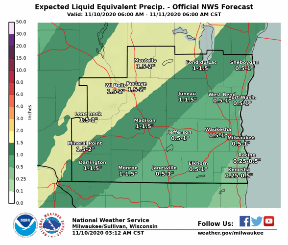 Expected rain totals by National Weather Service