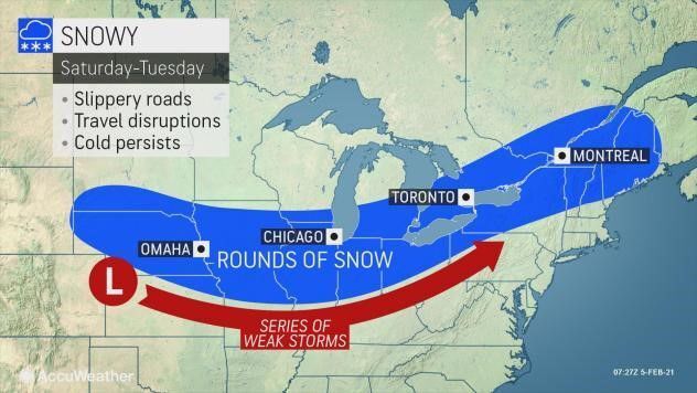 Snowy Saturday-Tuesday by AccuWeather