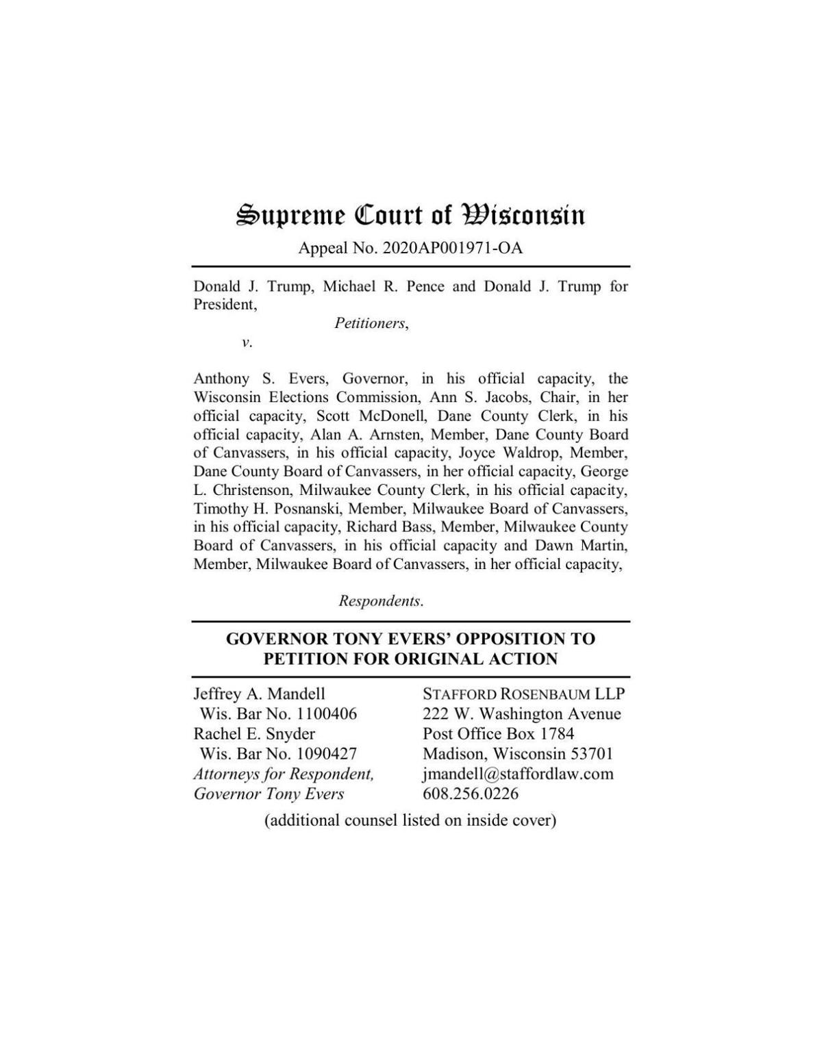 Gov. Evers' response to Trump lawsuit