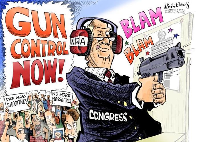 Hands Cartoon: Congress has NRA ear plugs