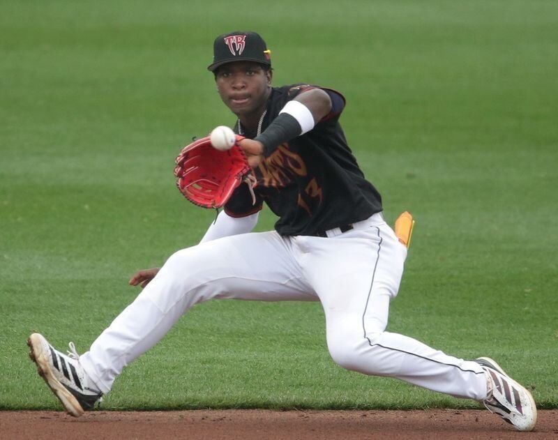 The Wisconsin Timber Rattlers’ Luis Peña (13) against the Peoria Chiefs during their baseball game at Neuroscience Group Field at Fox Cities Stadium in Grand Chute, Wis. on Wednesday, April 15, 2026 in Grand Chute, Wis. The Timber Rattlers defeated Pero...