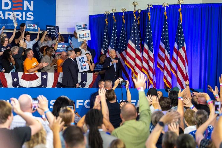 Biden with Sherman crowd
