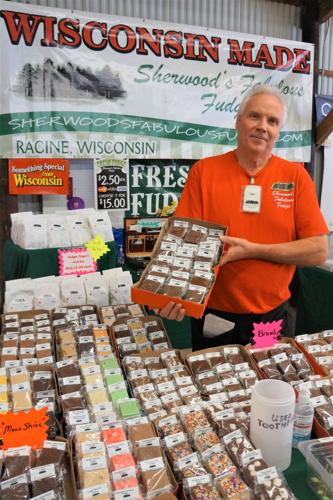 Walworth County Fair: Jon Sherwood of Racine sells fudge in the Commercial Exhibits Hall
