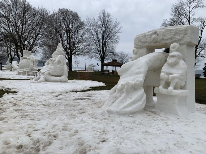 Several snow sculptures remained intact as of Feb. 7 despite unseasonably warm temperatures