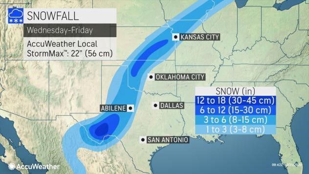 Snowfall Wed-Fri by AccuWeather