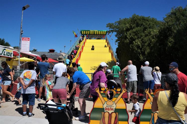 The "Giant Slide" is a popular attraction at the Wisconsin State Fair