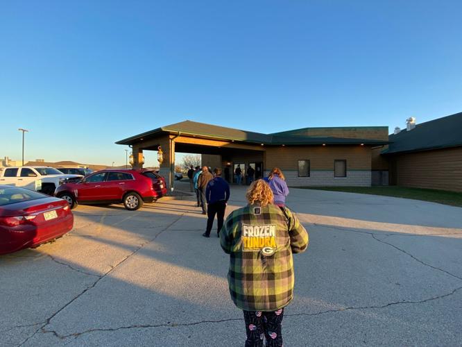 voters in line outside in brown county