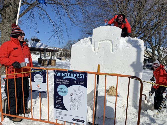 Minnesota team Sno Van Gogh begin to work on their sculpture