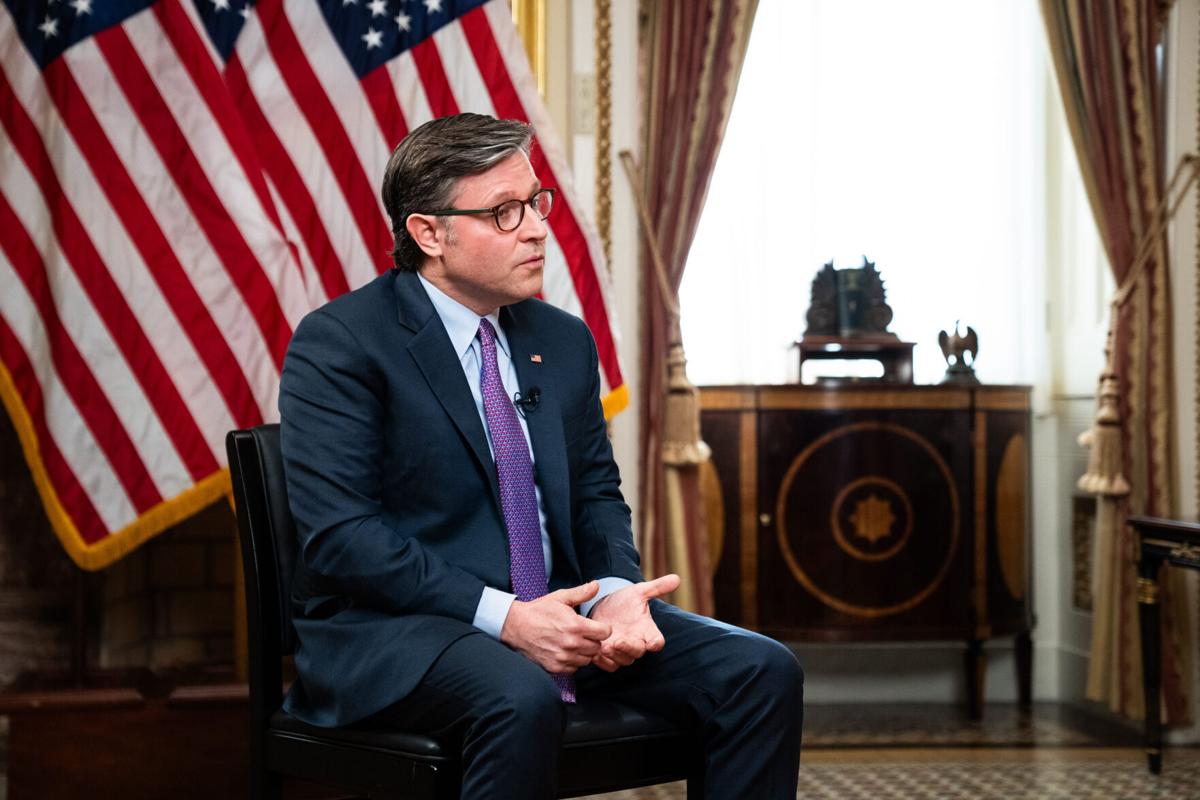 House Speaker Mike Johnson is interviewed by USA TODAY White House correspondent Francesca Chambers at the U.S. Capitol on Monday, June 29, 2026.