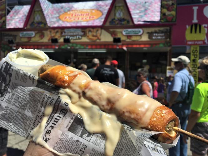 Wisconsin State Fair Sporkies Golden Spork Award winning Peño Pretzel Popper Brat