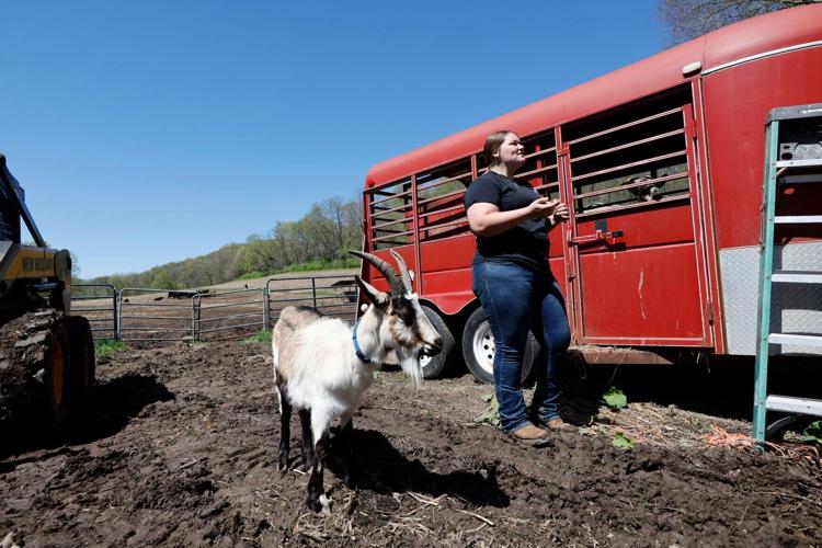 Emily Lund and her goat, Michael
