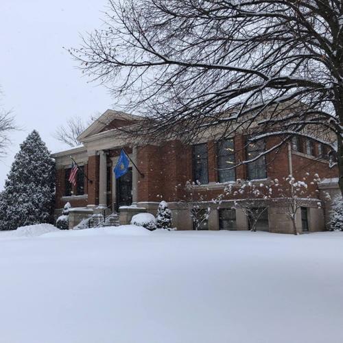 Aram Public Library in winter