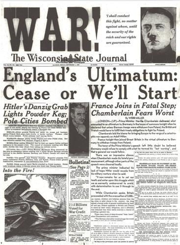 Front page Sep. 1, 1939