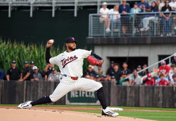 Minnesota Twins pitcher Taj Bradley (26) during a baseball game between the Philadelphia Phillies and the Minnesota Twins at the