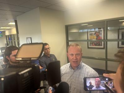 Brewers Matt Arnold to media, State Journal photo