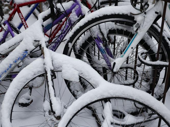 Snowy bikes, State Journal photo