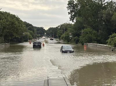 Cars on flooded