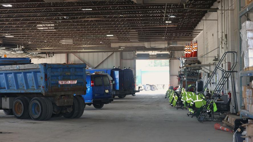 Kenosha Water Utility service vehicles in garage